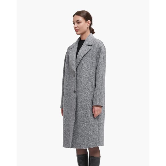 Women's Grey Winter Warm Long Fall Notch Lapel Single-breasted Trench Coat - Picture 2 of 6